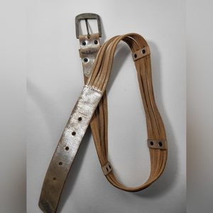 Genuine Leather Belt - SILVER WASH